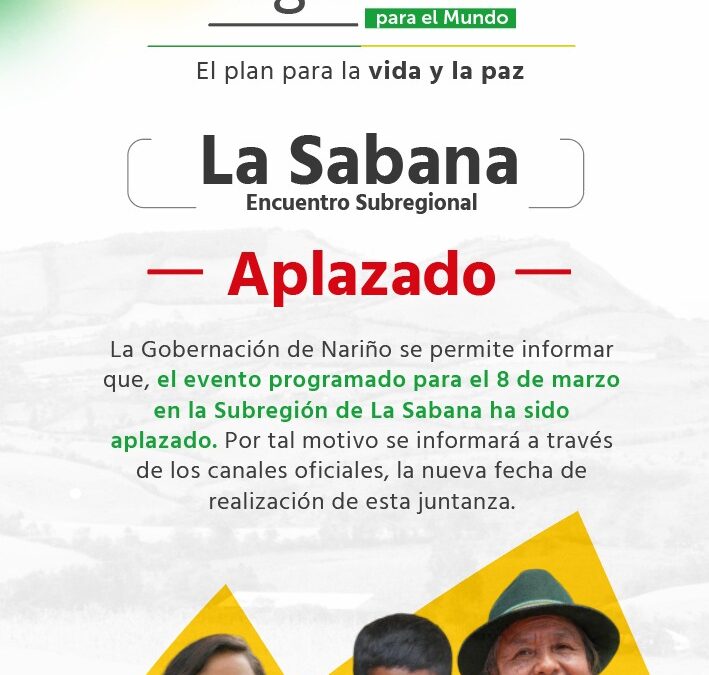 Juntanza subregional La Sabana aplazada